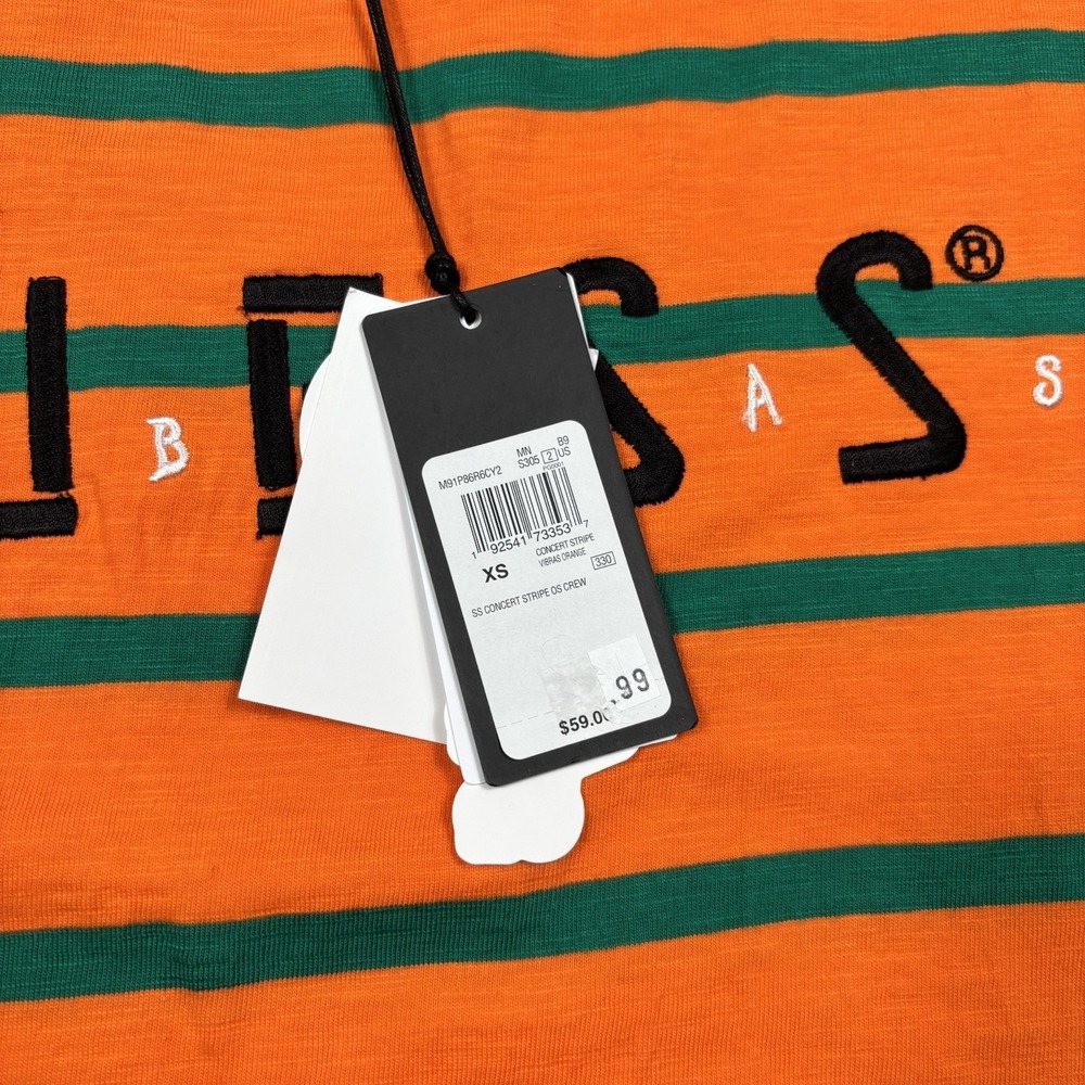 Guess x J Balvin Vibras Orange Striped T-Shirt Men's Embroidered Logo Hype XS - Picture 4 of 7